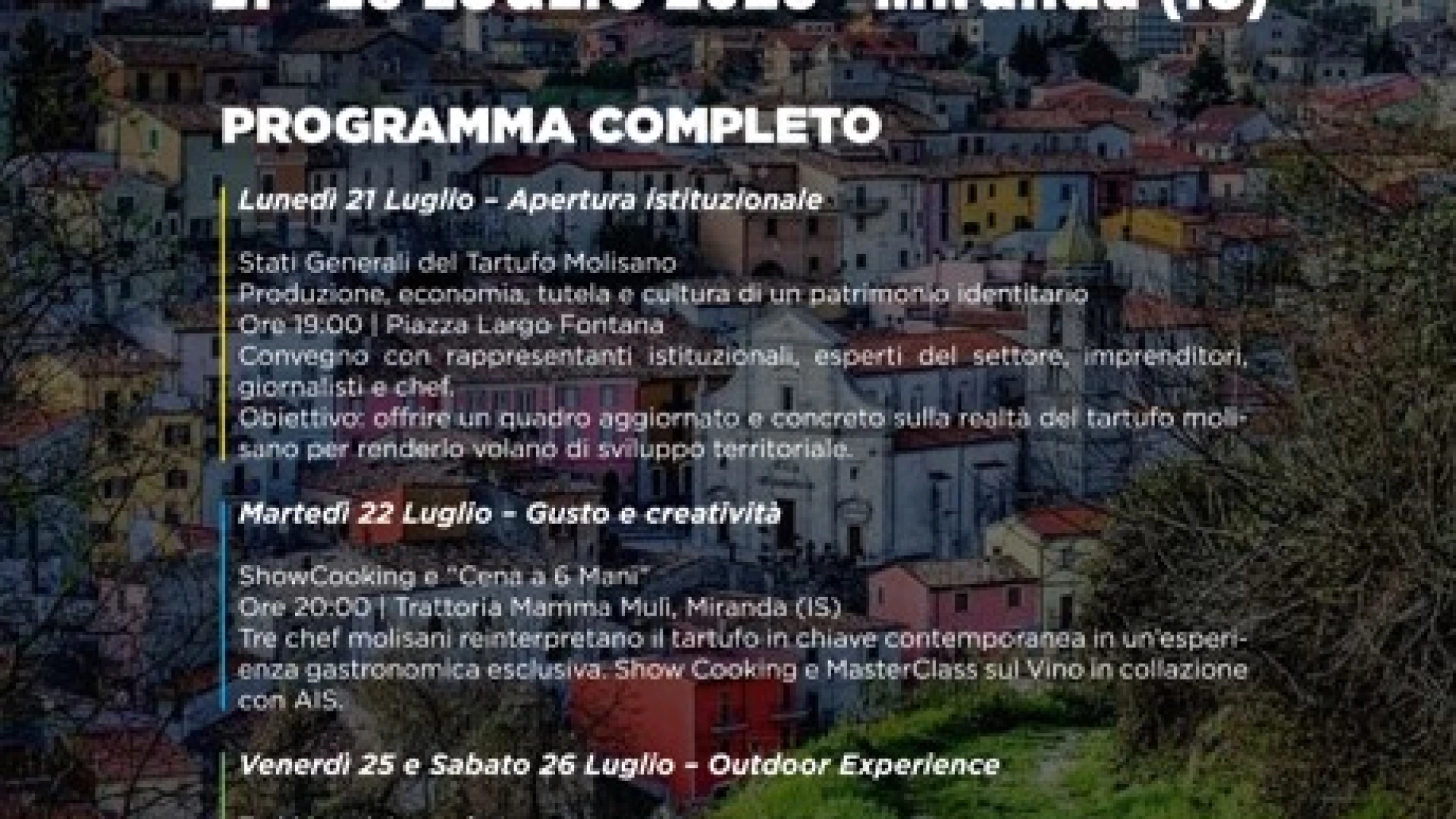 Miranda diventa Borgo del Tartufo dal 21 al 28 luglio. Al via la prima edizione 2025.